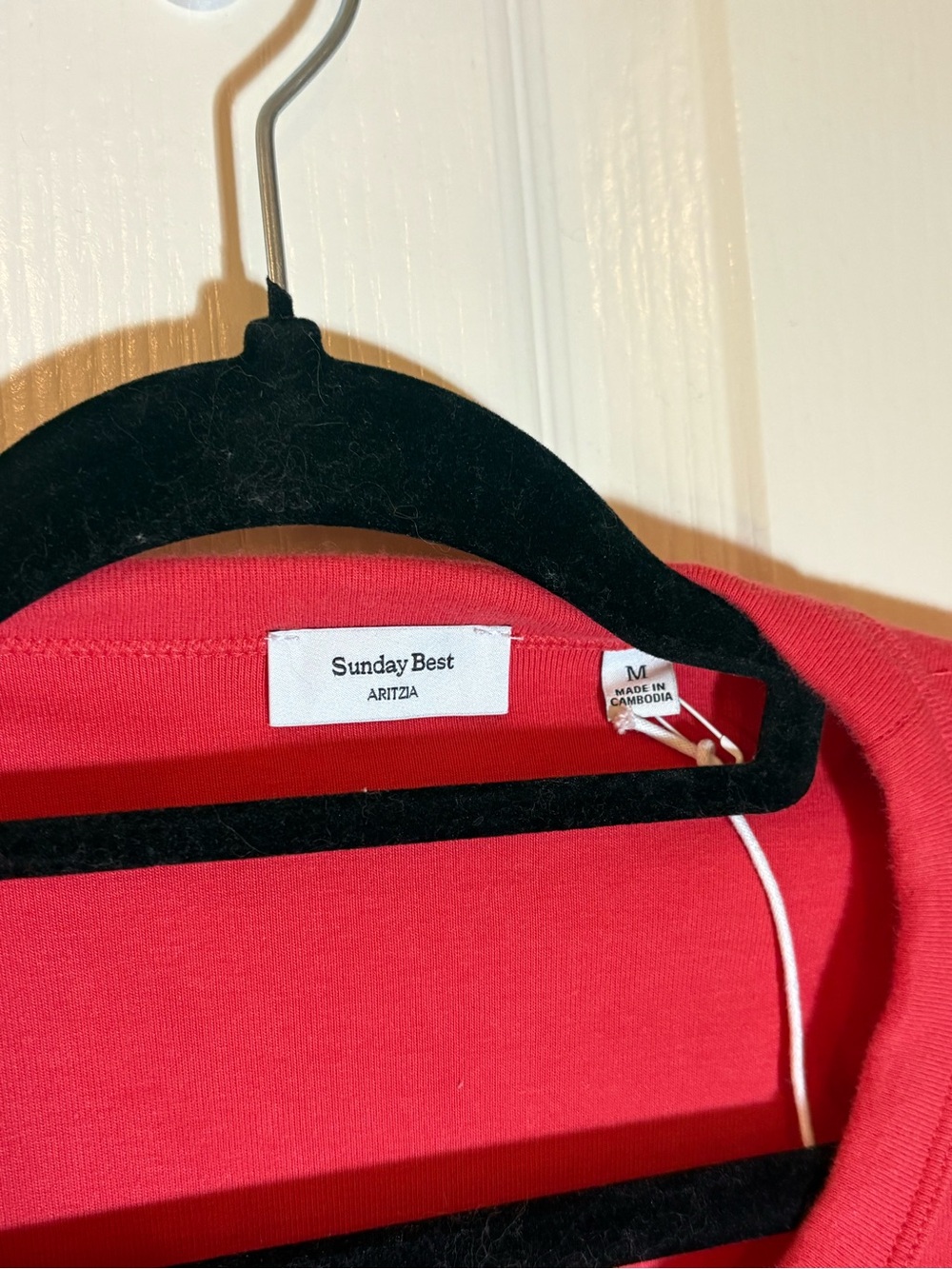Aritzia Red Cropped Tee with Embroidered Lamb - Picture 2 of 3